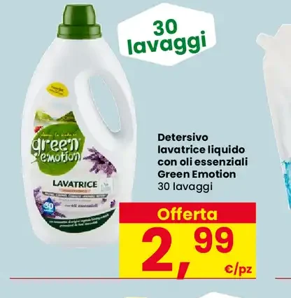 Detersivo lavatrice liquido con oli essenziali Green Emotion