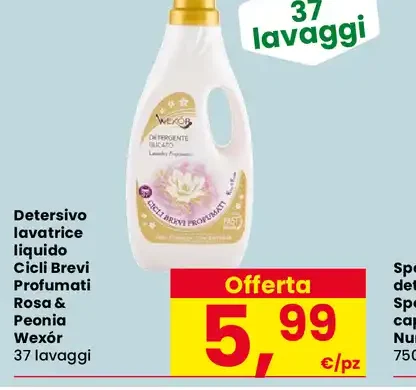 Detersivo lavatrice liquido Cicli Brevi Profumati Rosa & Peonia Wexór