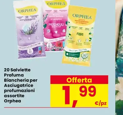 Salviette profuma biancheria per asciugatrice assortite Orphea