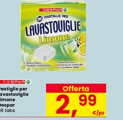Pastiglie per lavastoviglie Limone Despar