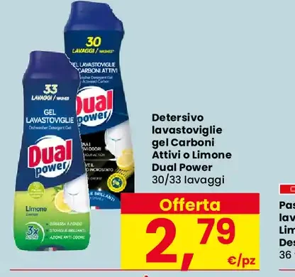 Detersivo lavastoviglie gel Carboni Attivi o Limone Dual Power
