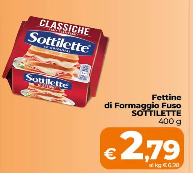 Fettine di formaggio fuso Sottilette