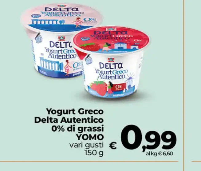 Yogurt greco Delta Autentico 0% grassi Yomo