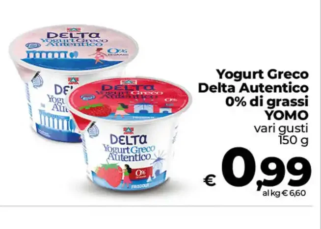 Yogurt greco Delta Autentico 0% grassi Yomo
