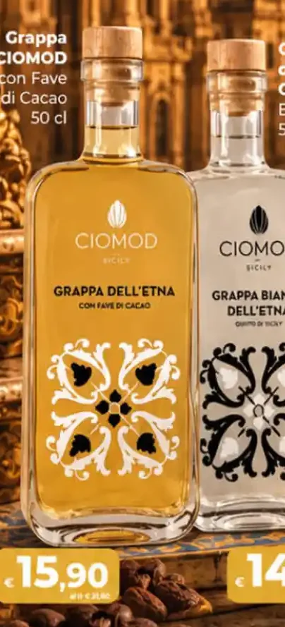 Grappa dell'Etna con fave di cacao
