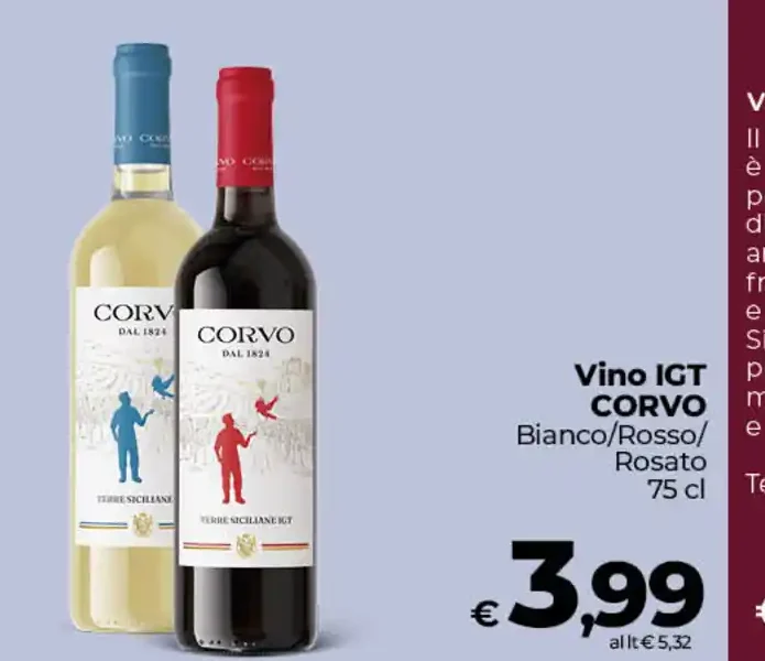 Vino IGT Corvo bianco/rosso/rosato