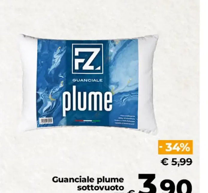 Guanciale piume sottovuoto