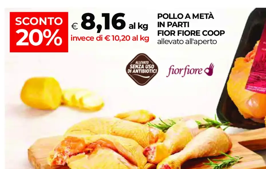 Pollo a metà in parti Fior Fiore Coop