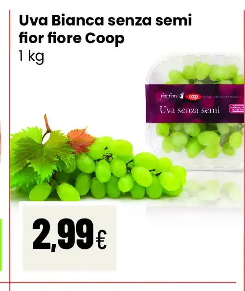 Uva Bianca senza semi fior fiore Coop