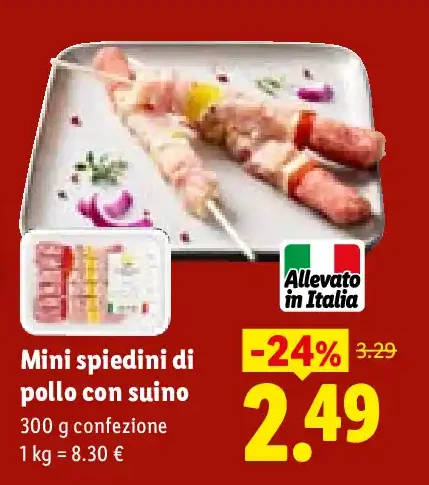 Mini spiedini di pollo con suino
