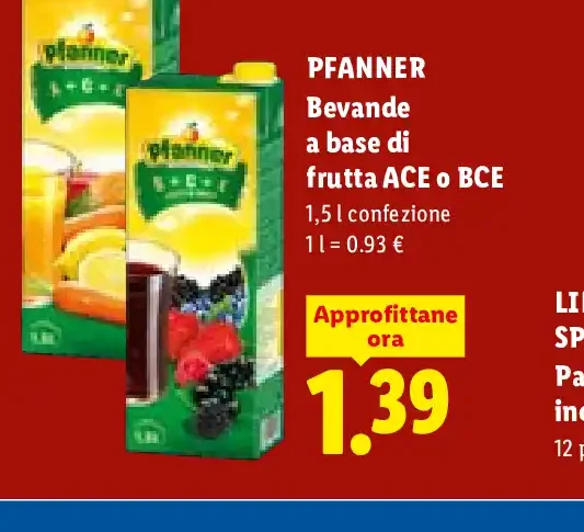 Bevande a base di frutta ACE o BCE