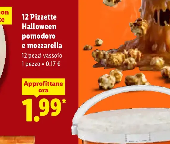 Pizzette Halloween pomodoro e mozzarella