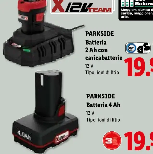 Batteria con caricabatterie 12 V