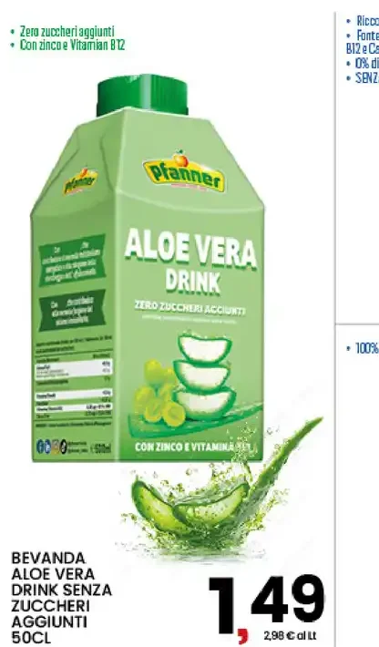 Bevanda aloe vera drink senza zuccheri aggiunti