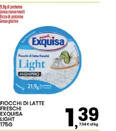 Fiocchi di latte freschi Exquisa Light