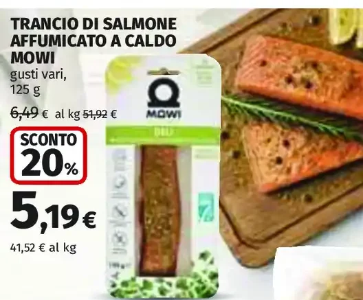 Trancio di salmone affumicato a caldo Mowi