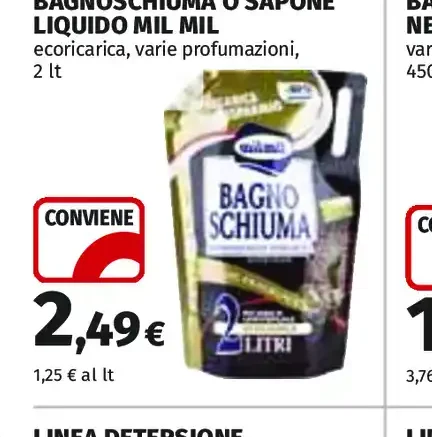 Bagno schiuma o sapone liquido Mil Mil