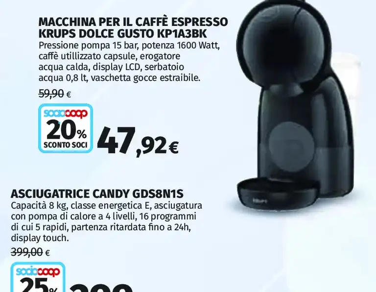Macchina per il caffè espresso Krups Dolce Gusto KP1A3BK