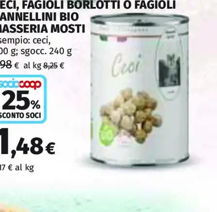 Ceci, fagioli borlotti o cannellini bio Masseria Mosti