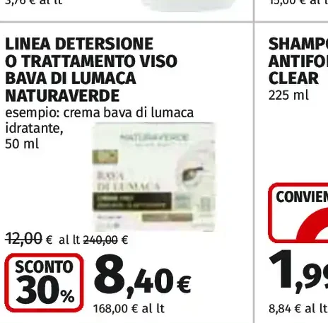 Linea detersione o trattamento viso Bava di Lumaca Naturaverde