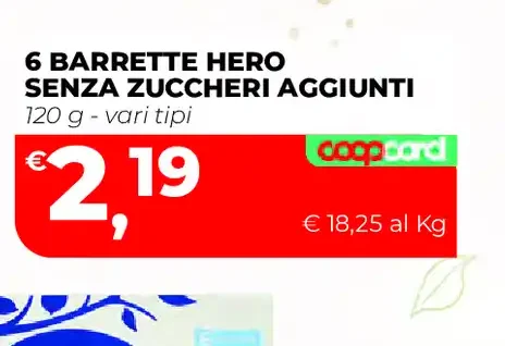 6 barrette Hero senza zuccheri aggiunti
