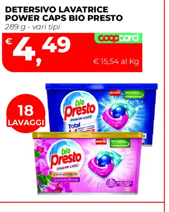 Detersivo lavatrice Power Caps Bio Presto