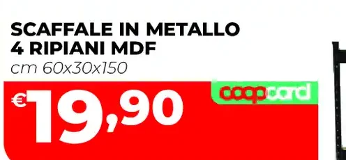 Scaffale in metallo 4 ripiani MDF