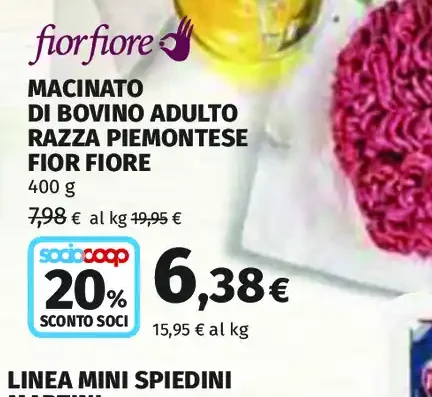 Macinato di bovino adulto razza piemontese Fior Fiore