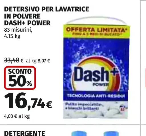Detersivo per lavatrice in polvere Dash+ Power