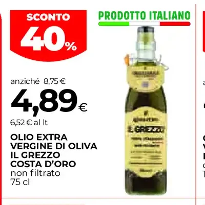Olio extra vergine di oliva Il Grezzo Costa d'Oro