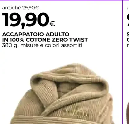 Accappatoio adulto in cotone zero twist
