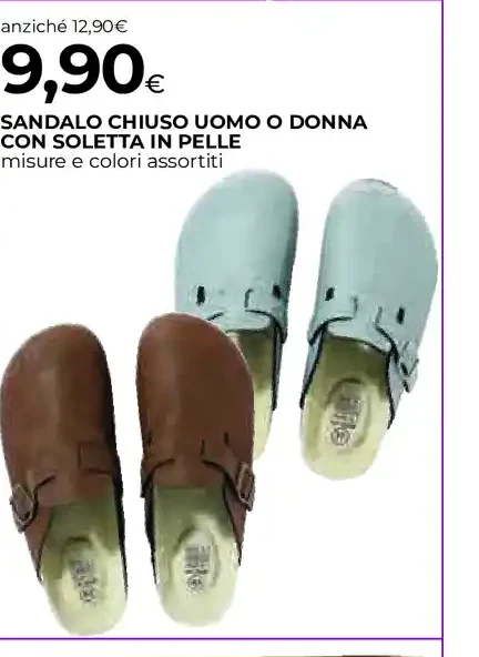 Sandalo chiuso uomo o donna con soletta in pelle