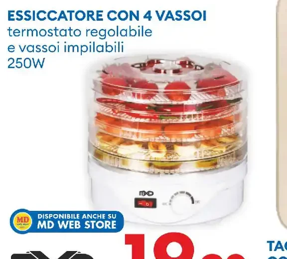 Essiccatore con 4 vassoi