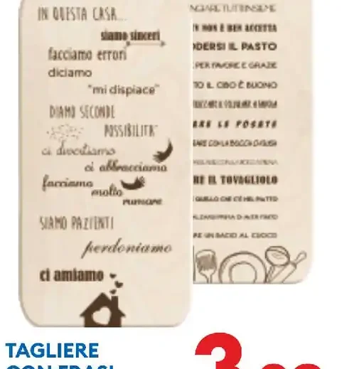 Tagliere con frasi