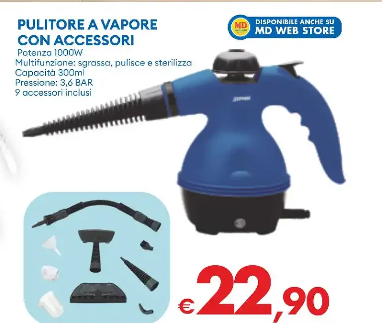 Pulitore a vapore con accessori