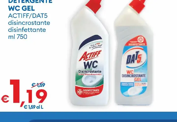 Detergente WC Gel Actif/Dat5 disincrostante disinfettante