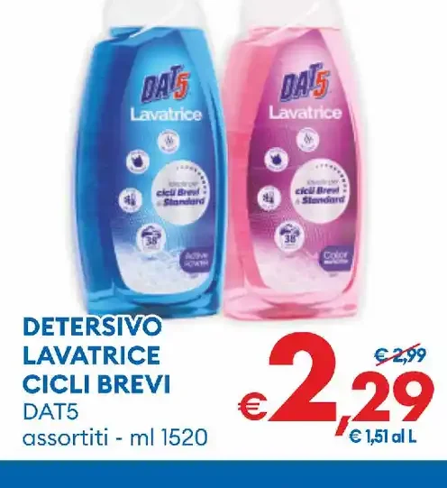Detersivo lavatrice cicli brevi