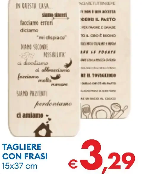 Tagliere con frasi