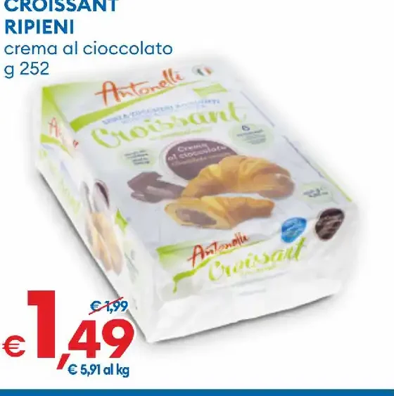 Croissant ripieni crema al cioccolato