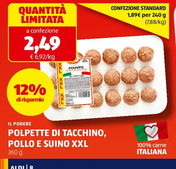 Polpette di tacchino, pollo e suino XXL