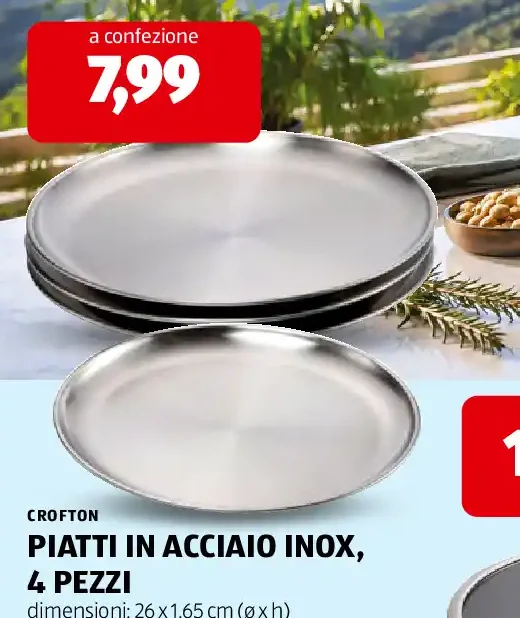 Piatti in acciaio inox, 4 pezzi