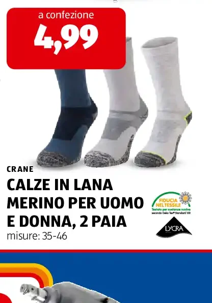Calze in lana merino per uomo e donna, 2 paia