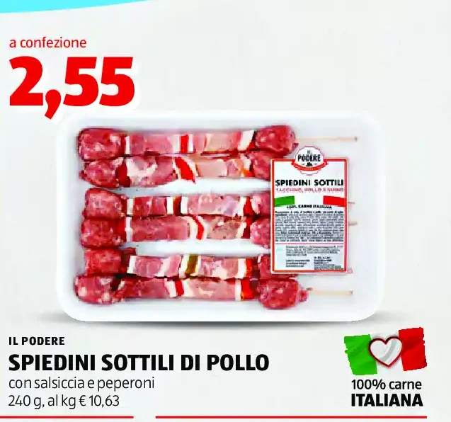 Spiedini sottili di pollo