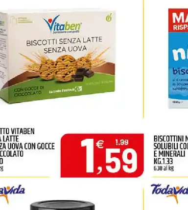 Biscotto senza latte e senza uova con gocce di cioccolato