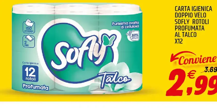 Carta igienica doppio velo Sofly rotoli profumata