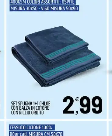 Set spugna con balza in cotone