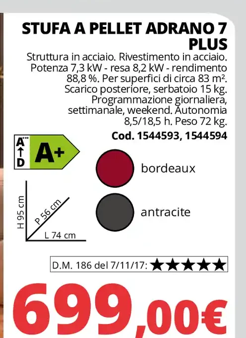 Stufa a pellet Adrano 7 Plus