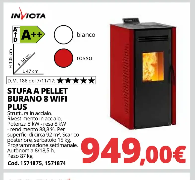 Stufa a pellet Burano 8 Wifi Plus