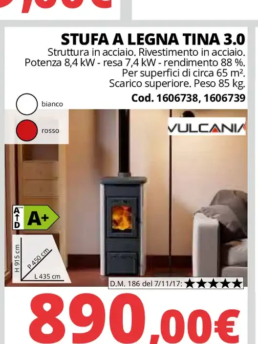 Stufa a legna Tina 3.0