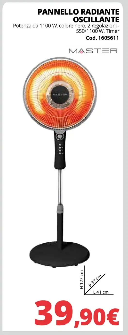 Pannello radiante oscillante
